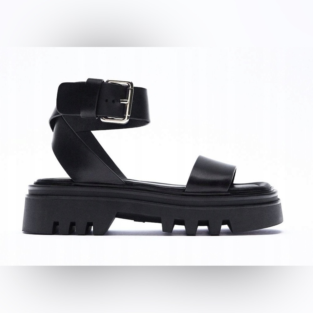 Zara Genuine Leather Lug Sandals
